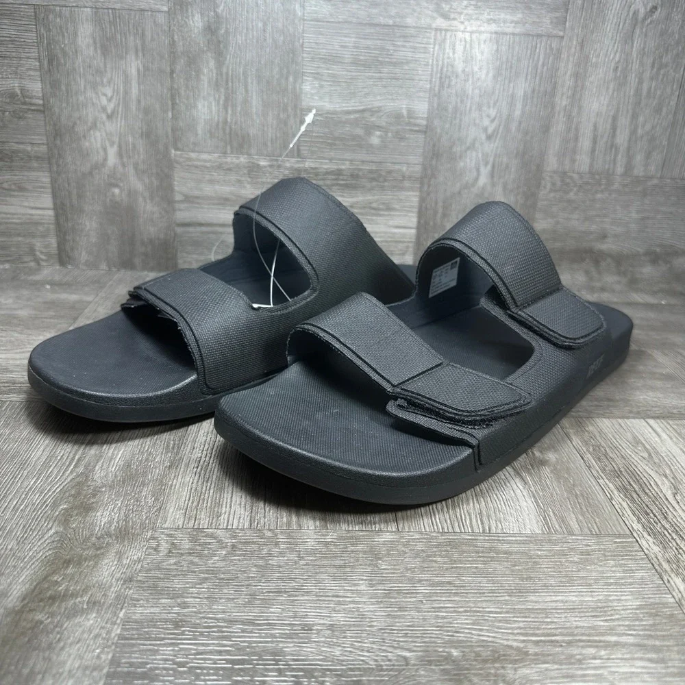 Reef Cushion Tradewind Sandals Men 13 Black Adjustable Double Strap Slide NEW